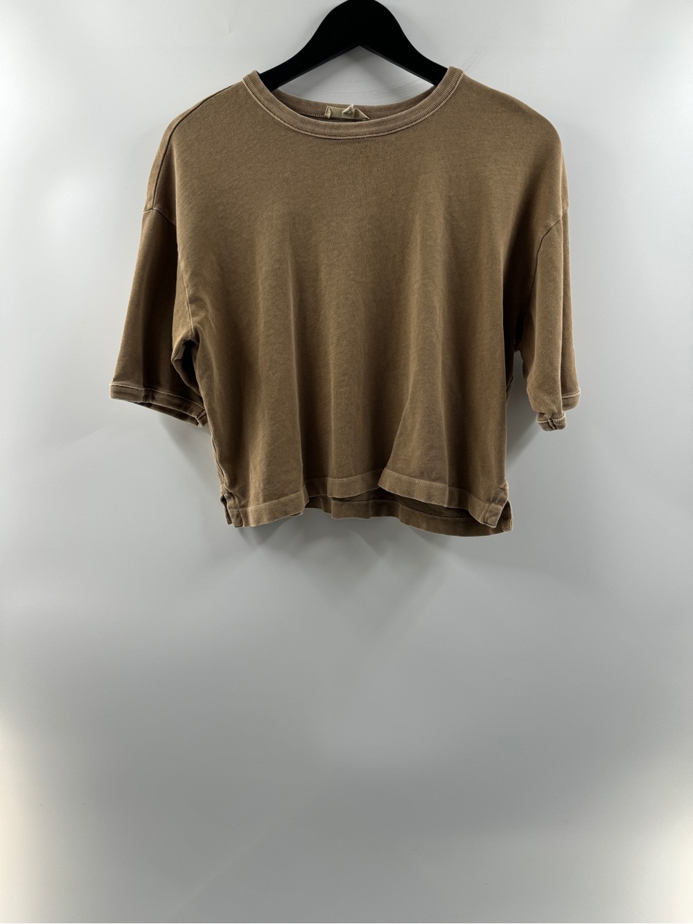 Madewell Brown Boxy Crop Tee 100% Cotton T-Shirt Women’s Small